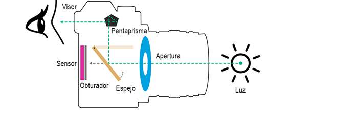 Interior de una cámara reflex