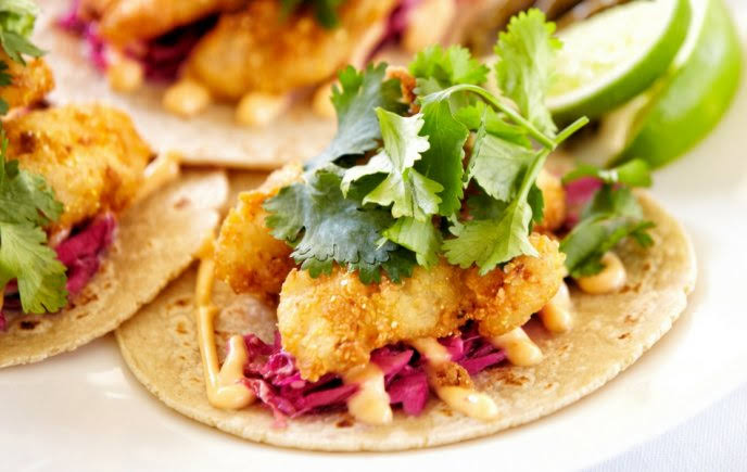 Tacos de pescado y Camaron gastronomia en la PAZ