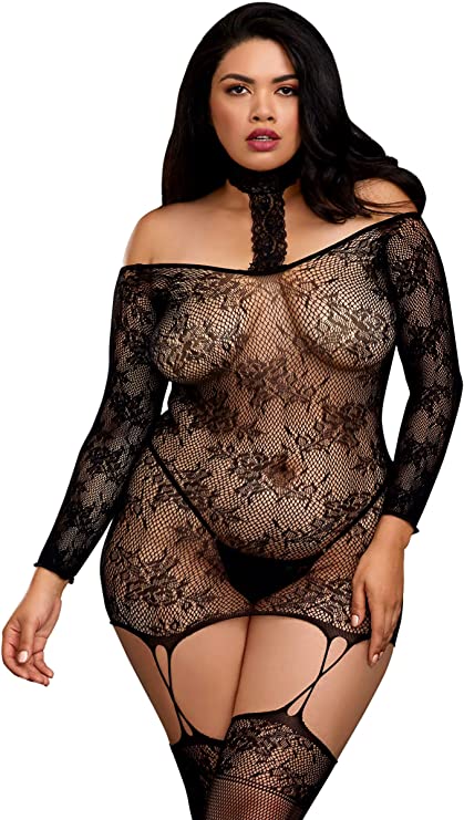 Vestido de Liguero con Estampado de Encaje