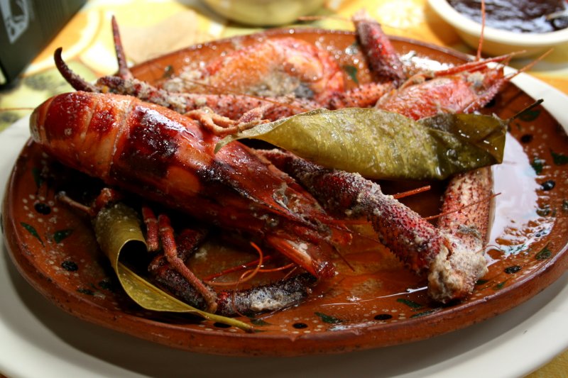 Langostinos al mojo de ajo comida de veracruz