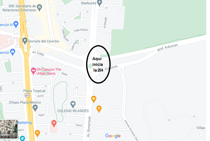 donde inicia la zona hotelera de Cancun