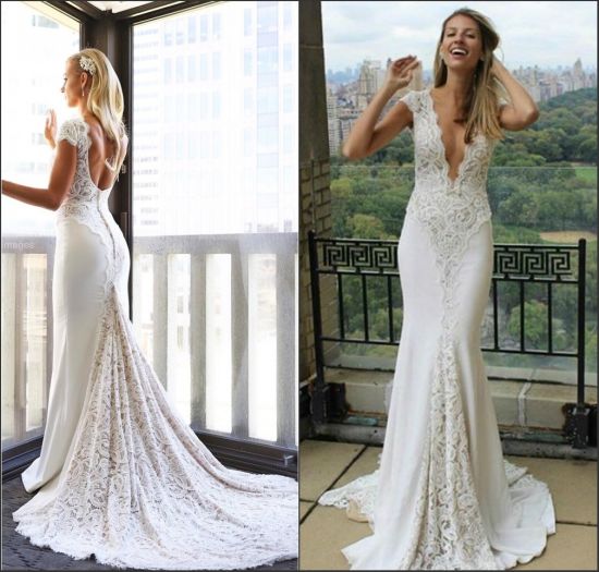 Vestido de novia con escote en V