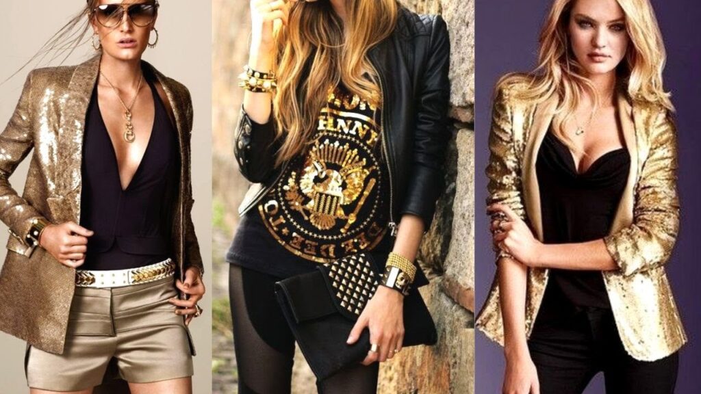 ropa de color oro navideña