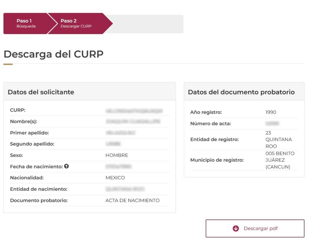 Pasos para saber mi curp en linea