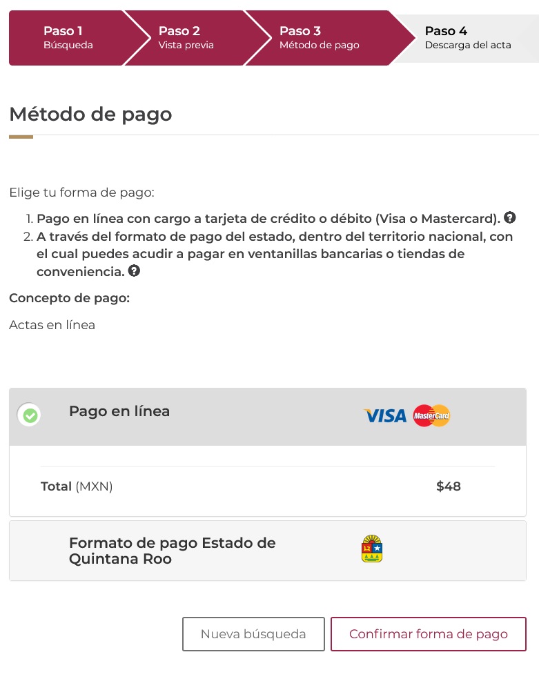 como buscar mi acta de nacimiento en linea